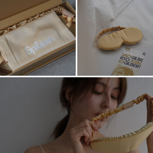 Spleen 3Dシルクアイマスク・サテン巾着袋セット -Morning Glow-